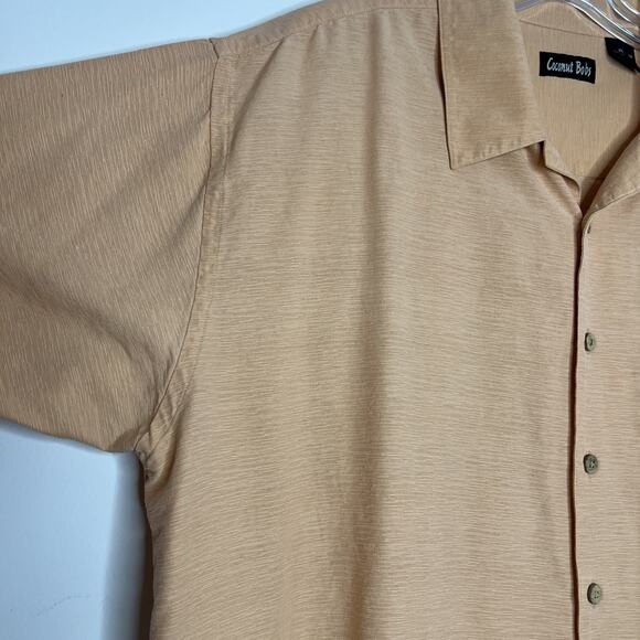 Coconut Bobs Mens Button Up Silk Shirt Size XL Orange Short Sleeve Cruise Beach - Picture 5 of 12
